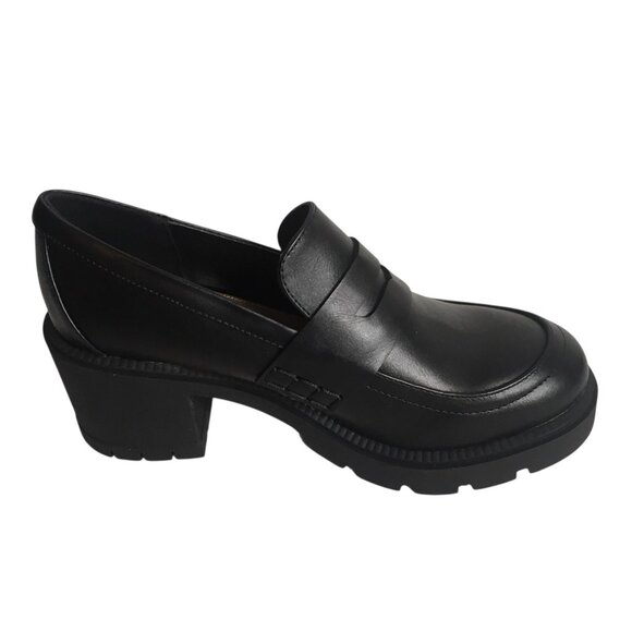 Y2K Esprit Regina Shoes Womens Size 8M Black Loafer Heels Chunky Lug Sole 90s - Picture 4 of 13